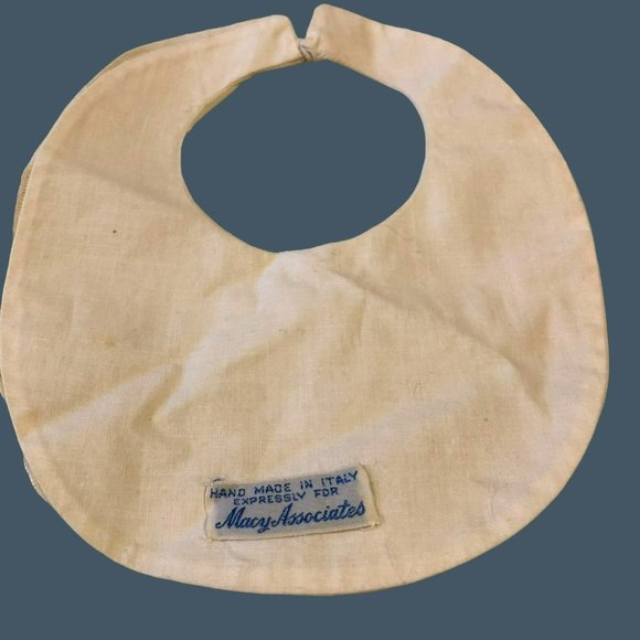 Vtg Baby Bib Cotton Lace Hand Made in Italy for Macy Assoc, Embroidered - Picture 3 of 7